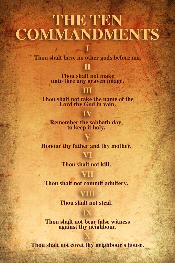Poster Foundry The Ten Commandments Religion Religious Bible 10 Commandments Old Testament Rules Scripture Verse Decalogue Cool Wall Art Print Poster 12x18 - Image 1
